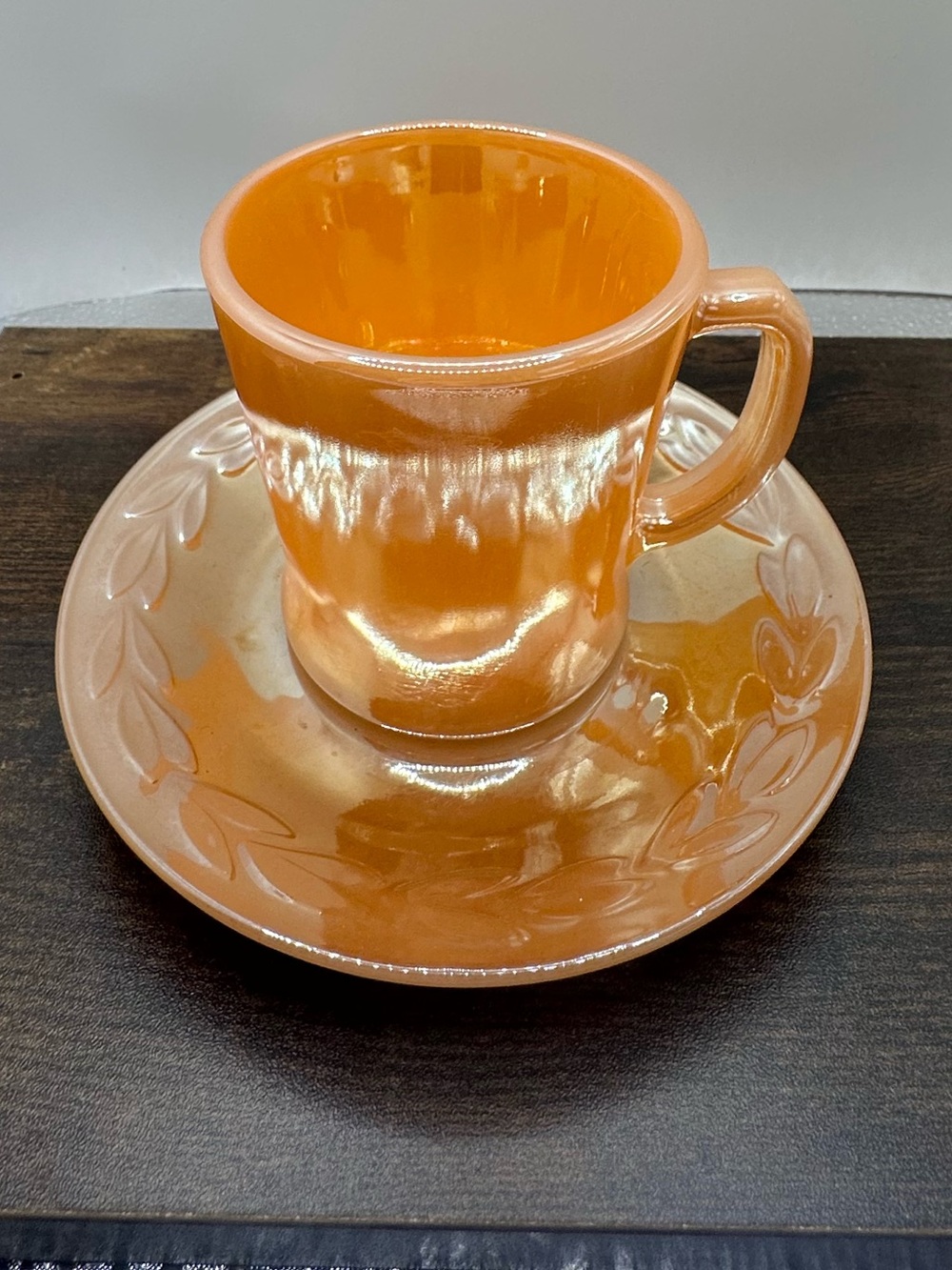 Vintage Fire King Peach Luster Cup & Saucer
